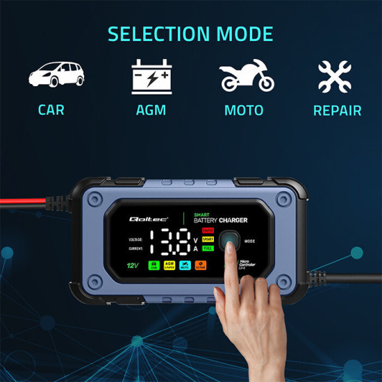 Qoltec Φορτιστής Μπαταριών Μολύβδου 12V 7A Qoltec Φορτιστής Μπαταριών Μολύβδου 12V 7A