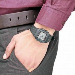 Casio W-800H-1AVDF Ψηφιακό Ρολόι Μπαταρίας με Πλαστικό Λουράκι σε Μαύρο χρώμα