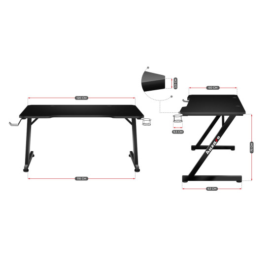 Huzaro Hero 2.5 computer desk Black Huzaro Hero 2.5 computer desk Black