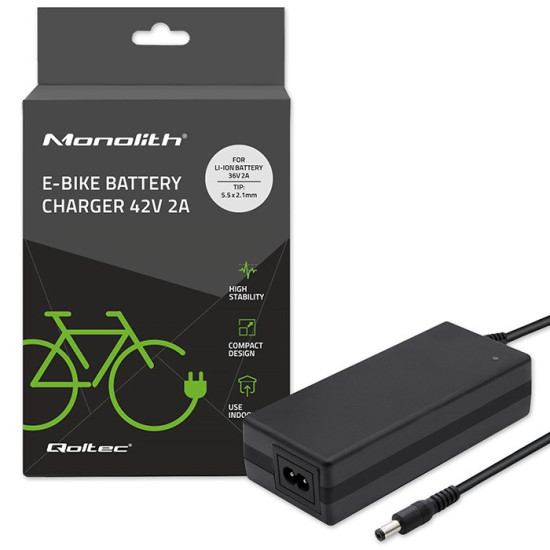 Qoltec 50760 Charger for e-bike batteries 36V | 42V | 2A | 5.5*2.1 Qoltec 50760 Charger for e-bike batteries 36V | 42V | 2A | 5.5*2.1