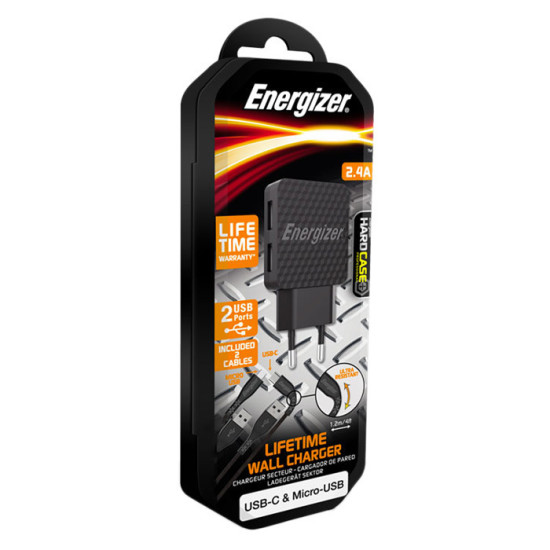 Energizer Φορτιστής με 2 Θύρες USB-A και Καλώδιο USB-C Μαύρος (AC2BEULCMM) Energizer Φορτιστής με 2 Θύρες USB-A και Καλώδιο USB-C Μαύρος (AC2BEULCMM)