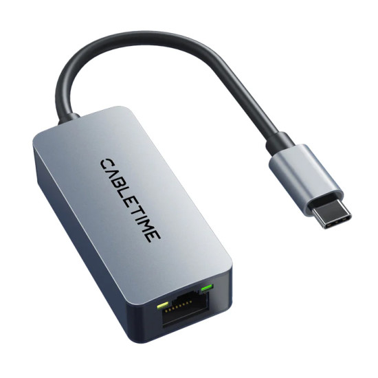CABLETIME αντάπτορας δικτύου CT-CML2500, USB-C, 2.5Gbps Ethernet, γκρι CABLETIME αντάπτορας δικτύου CT-CML2500, USB-C, 2.5Gbps Ethernet, γκρι