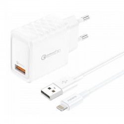 Charger Foneng EU54 USB-A, 3A (White) + cable USB-A to Lightning