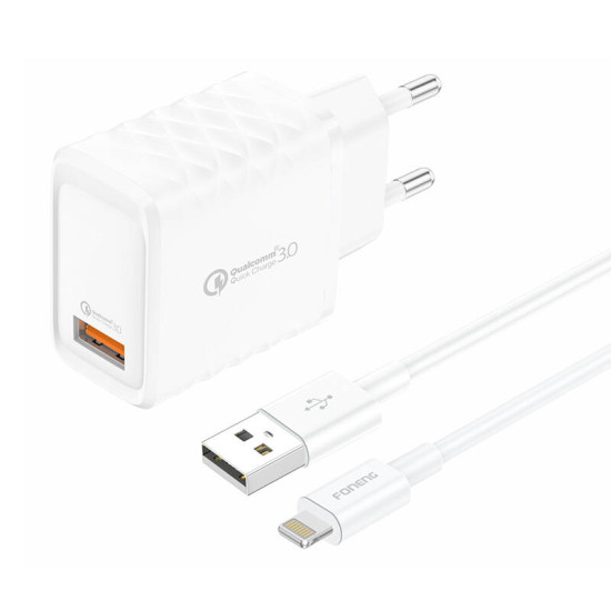 Charger Foneng EU54 USB-A, 3A (White) + cable USB-A to Lightning Charger Foneng EU54 USB-A, 3A (White) + cable USB-A to Lightning