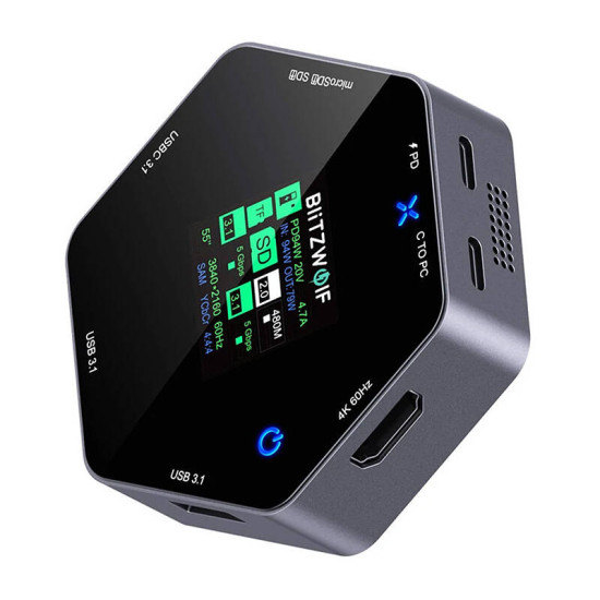 Docking Station 8-in-1 Blitzwolf BW-TH16 USB 100W LCD Smart Display Docking Station 8-in-1 Blitzwolf BW-TH16 USB 100W LCD Smart Display