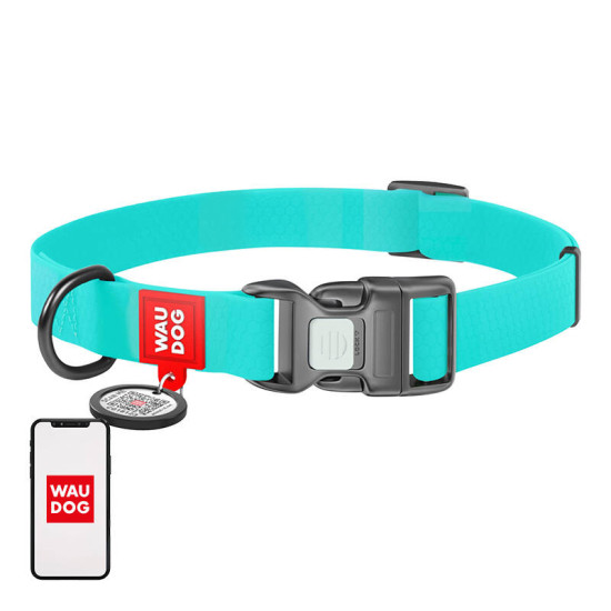 Waterproof glowing dog collar with QR passport WAUDOG 40 mm wide, 46-70 cm long Waterproof glowing dog collar with QR passport WAUDOG 40 mm wide, 46-70 cm long