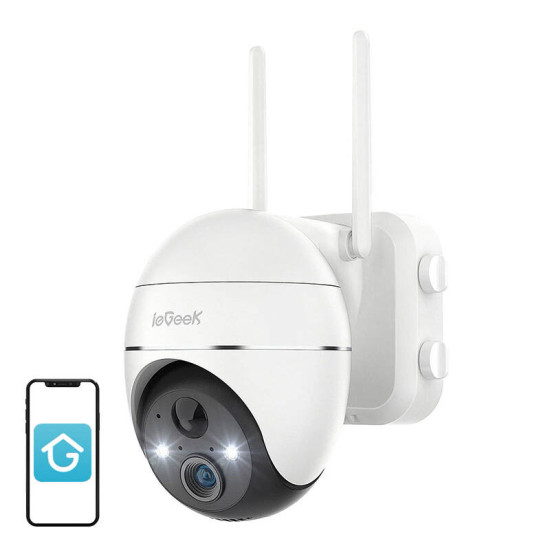 Wireless 3MP WiFi Outdoor Camera ieGeek ZS-GX1S white 5200mAh Wireless 3MP WiFi Outdoor Camera ieGeek ZS-GX1S white 5200mAh
