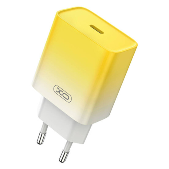 Wall charger XO CE18, USB-C, PD30W (yellow) Wall charger XO CE18, USB-C, PD30W (yellow)