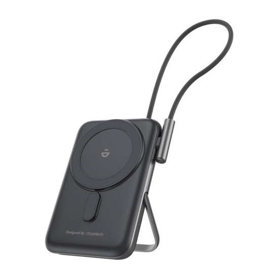 Magnetic Powerbank Choetech B735 10000mAh 20W PD + USB-C cable (black) Magnetic Powerbank Choetech B735 10000mAh 20W PD + USB-C cable (black)