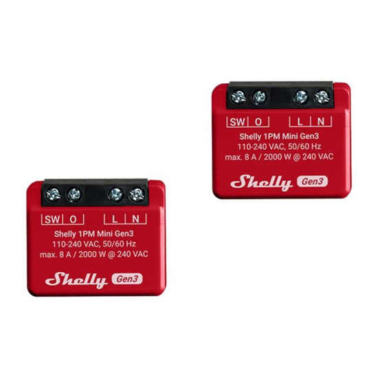 Set of 2 Shelly 1PM Mini Gen3 Controllers Set of 2 Shelly 1PM Mini Gen3 Controllers