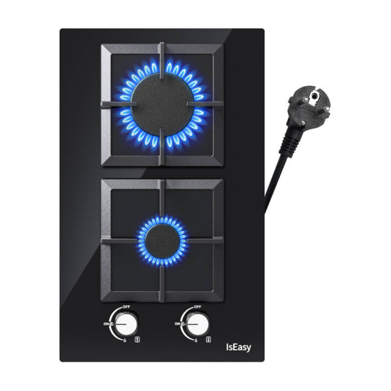 Glass Gas Stove IsEasy MGBG-312S2C two-zones (square) Glass Gas Stove IsEasy MGBG-312S2C two-zones (square)