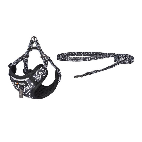 Dog set Dogness harness and leash (Black and white) Dog set Dogness harness and leash (Black and white)