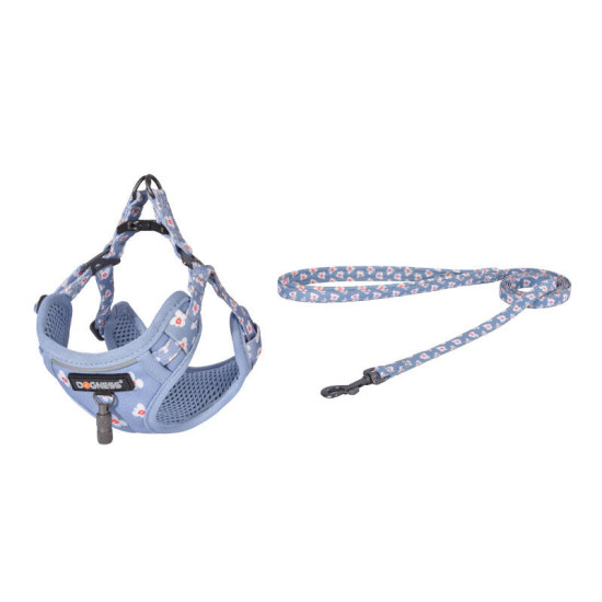 Dog set Dogness harness and leash (Blue Flower) Dog set Dogness harness and leash (Blue Flower)