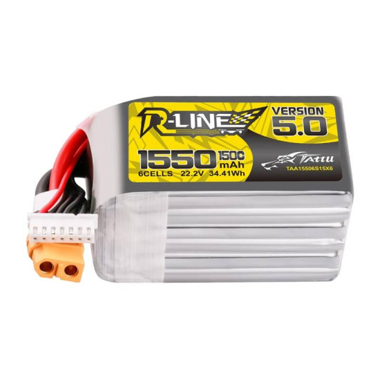 Tattu R-Line Version 5.0 1550mAh 22.2V 150C 6S Lipo Battery Pack with XT60 Plug Tattu R-Line Version 5.0 1550mAh 22.2V 150C 6S Lipo Battery Pack with XT60 Plug