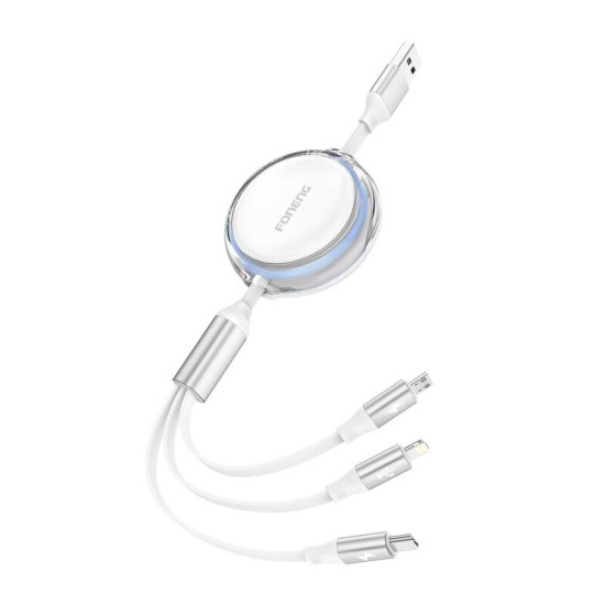 Retractable Cable 3w 1 Foneng X113 1.1M White Retractable Cable 3w 1 Foneng X113 1.1M White