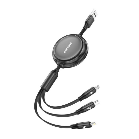 3-in-1 Retractable Cable X113 1.1M Black 3-in-1 Retractable Cable X113 1.1M Black
