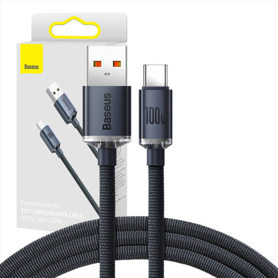 Baseus Καλώδιο USB σε USB-C Crystal Shine, 100W, 1.2m (Μαύρο) Baseus Καλώδιο USB σε USB-C Crystal Shine, 100W, 1.2m (Μαύρο)