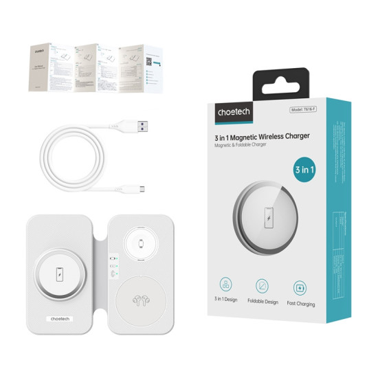 Wireless charger 3in1 Choetech T616-F (white) Wireless charger 3in1 Choetech T616-F (white)