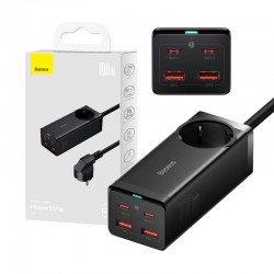 Baseus Φορτιστής/Πολύπριζο GaN3 Pro 2xUSB + 2xUSB-C + AC, 100W (Μαύρο)