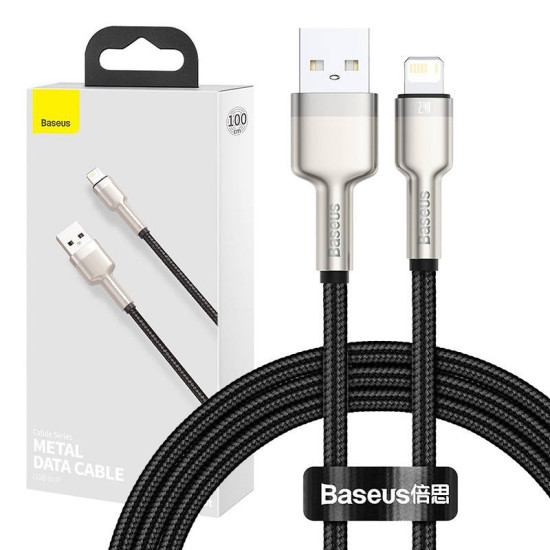 Baseus Καλώδιο USB σε Lightning Cafule Metal Braided, 2.4A, 1m (Μαύρο) Baseus Καλώδιο USB σε Lightning Cafule Metal Braided, 2.4A, 1m (Μαύρο)