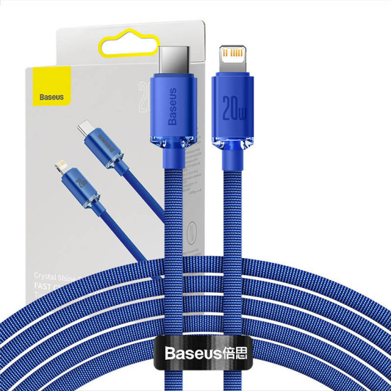 Baseus Καλώδιο USB-C σε Lightning Crystal Shine, 20W, PD, 2m (Μπλε) Baseus Καλώδιο USB-C σε Lightning Crystal Shine, 20W, PD, 2m (Μπλε)