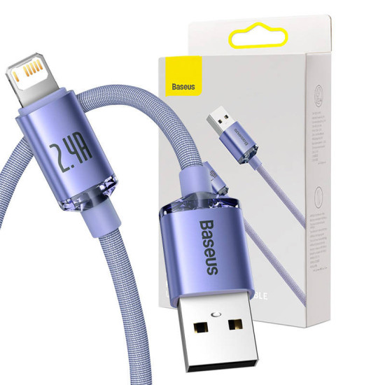Baseus Καλώδιο USB σε Lightning Crystal Shine, 2.4A, 1.2m (Μοβ) Baseus Καλώδιο USB σε Lightning Crystal Shine, 2.4A, 1.2m (Μοβ)