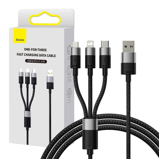 Baseus Καλώδιο USB 3σε1 StarSpeed Series, USB-C/MicroUSB/Lightning 3.5A, 0.6m (Μαύρο) Baseus Καλώδιο USB 3σε1 StarSpeed Series, USB-C/MicroUSB/Lightning 3.5A, 0.6m (Μαύρο)