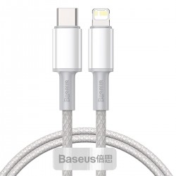 Baseus Καλώδιο USB-C σε Lightning High Density Braided, PD, 20W, 1m (Λευκό)