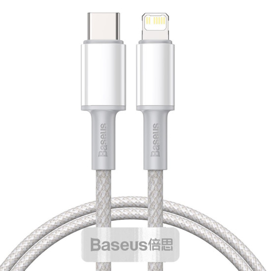 Baseus Καλώδιο USB-C σε Lightning High Density Braided, PD, 20W, 1m (Λευκό)