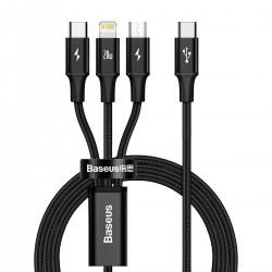 Baseus Καλώδιο 3 σε 1 USB-C για M+L+T Rapid Series, 20W, 1.5m (Μαύρο)