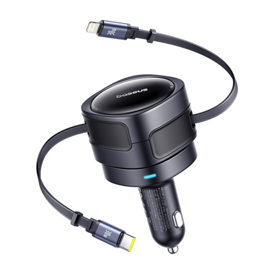 Enjoyment Max Car Charger C+L Baseus Cables 60W Black Enjoyment Max Car Charger C+L Baseus Cables 60W Black