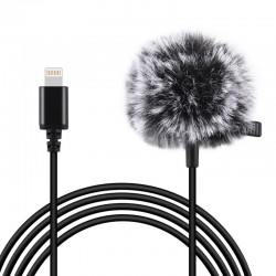 Microphone Puluz with clip PU426 1.5m 3.5mm Lightning