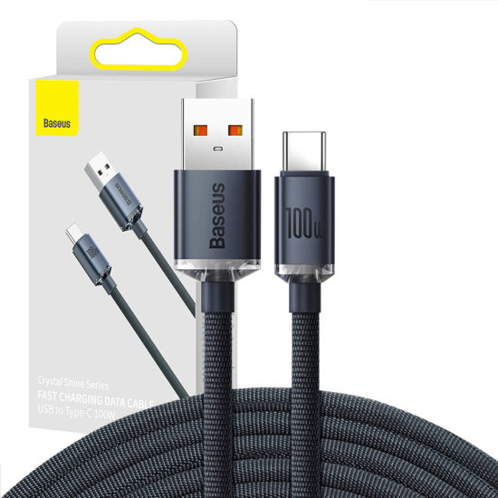 Baseus Καλώδιο USB σε USB-C Crystal Shine, 100W, 2m (Μαύρο) Baseus Καλώδιο USB σε USB-C Crystal Shine, 100W, 2m (Μαύρο)