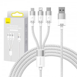 Baseus Καλώδιο USB 3σε1 StarSpeed Series, USB-C + MicroUSB + Lightning 3.5A, 1.2m (Λευκό)