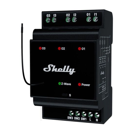 Shelly Qubino Wave Pro 3 Z-Wave 3 channel DIN rail relay Shelly Qubino Wave Pro 3 Z-Wave 3 channel DIN rail relay
