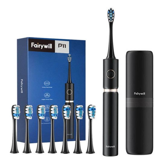 Sonic toothbrush with head set and case FairyWill FW-P11 (Black) Sonic toothbrush with head set and case FairyWill FW-P11 (Black)