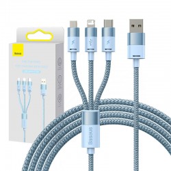 Baseus Καλώδιο USB 3σε1 StarSpeed Series, USB-C + MicroUSB + Lightning 3.5A, 1.2m (Γαλάζιο)