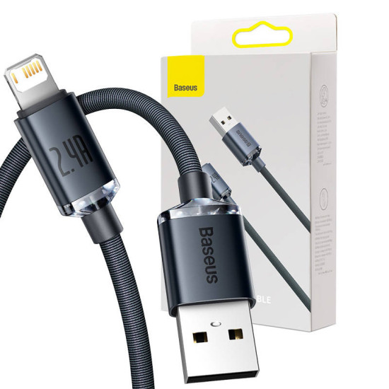 Baseus Καλώδιο USB σε Lightning Crystal Shine, 2.4A, 2m (Μαύρο) Baseus Καλώδιο USB σε Lightning Crystal Shine, 2.4A, 2m (Μαύρο)