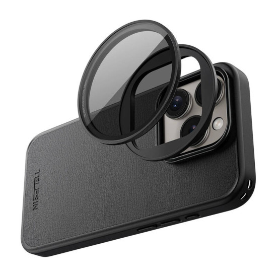 Phone case with magnetic lens frame Telesin for iPhone 15 Pro