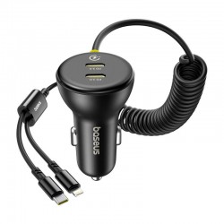 Car Charger 60W Baseus USB-C+Lightning Cable (Black)