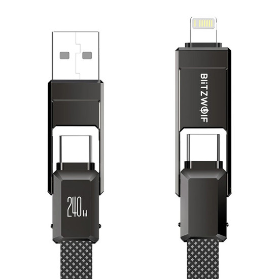 Cable USB 4in1 Blitzwolf BW-HDC7 USB+C+Lightning 240W 1,2m (black) Cable USB 4in1 Blitzwolf BW-HDC7 USB+C+Lightning 240W 1,2m (black)