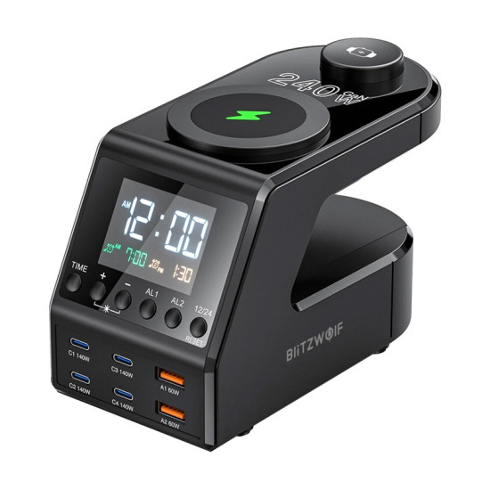 Blitzwolf BW-FW10 alarm clock with charger 2xUSB-A, 4xUSB-C, 240W Blitzwolf BW-FW10 alarm clock with charger 2xUSB-A, 4xUSB-C, 240W