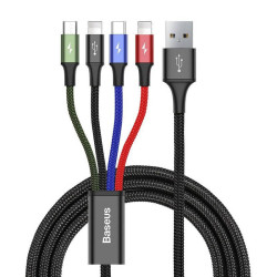 Baseus Καλώδιο USB 4σε1 USB-C/2xLightning/Micro 3.5A 1.2m (Μαύρο)