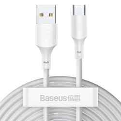 Baseus Καλώδιο USB σε USB-C Simple Wisdom Data Cable Kit 5A, 1.5m White(Σετ 2τμχ) (Λευκό)