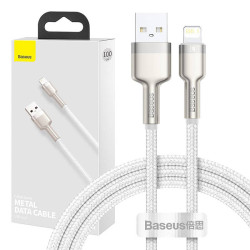 Baseus Καλώδιο USB σε Lightning Cafule Metal Braided, 2.4A, 1m (Λευκό)