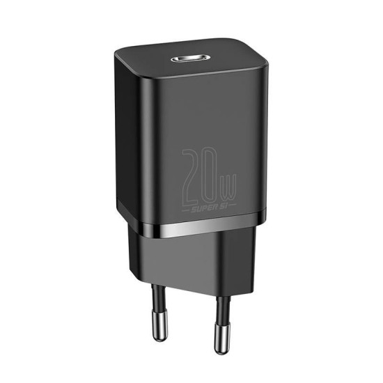 Baseus Γρήγορος Φορτιστής Super Si 1C 20W (Μαύρο) Baseus Γρήγορος Φορτιστής Super Si 1C 20W (Μαύρο)