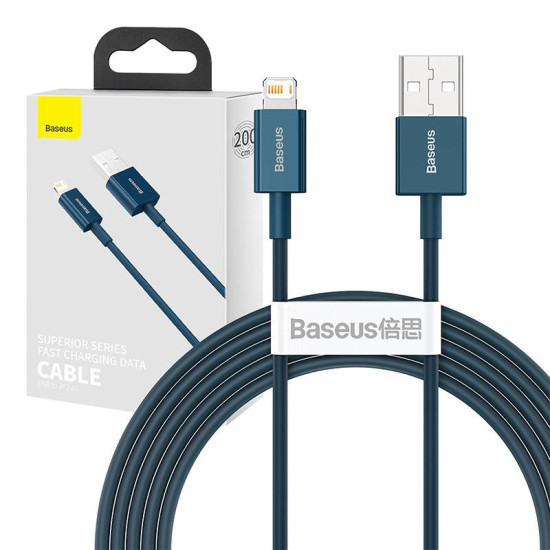 Baseus Καλώδιο USB σε Lightning Superior Series, 2.4A, 2m (Μπλε) Baseus Καλώδιο USB σε Lightning Superior Series, 2.4A, 2m (Μπλε)