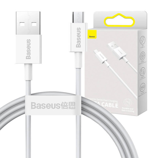 Baseus Καλώδιο USB σε MicroUSB Superior Series, 2A, 1m (Λευκό) Baseus Καλώδιο USB σε MicroUSB Superior Series, 2A, 1m (Λευκό)
