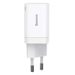 Baseus Γρήγορος Φορτιστής Super Si Pro  USB + USB-C 30W (Λευκό)