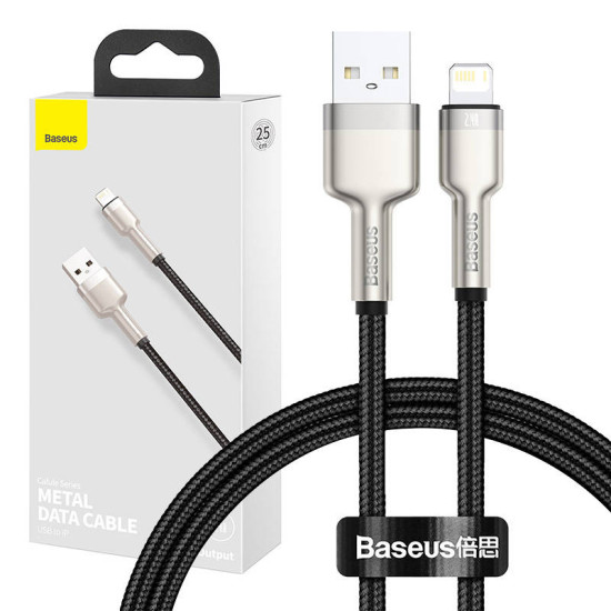 Baseus Καλώδιο USB σε Lightning Cafule, 2.4A, 0.25m (Μαύρο) Baseus Καλώδιο USB σε Lightning Cafule, 2.4A, 0.25m (Μαύρο)